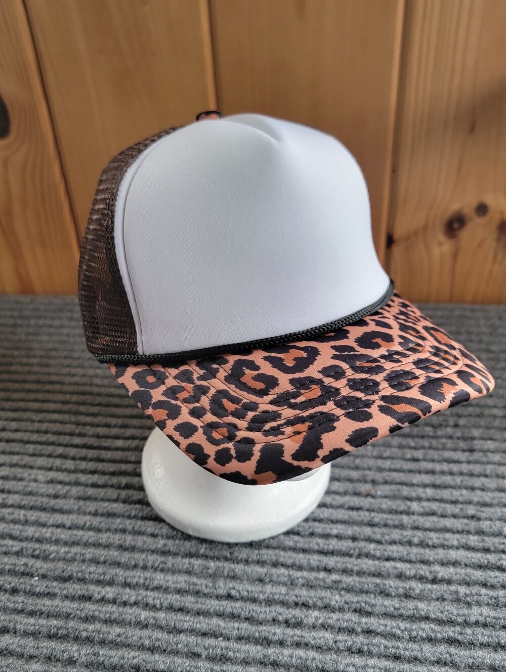 Brown Leopard Print Snapback Trucker Hat